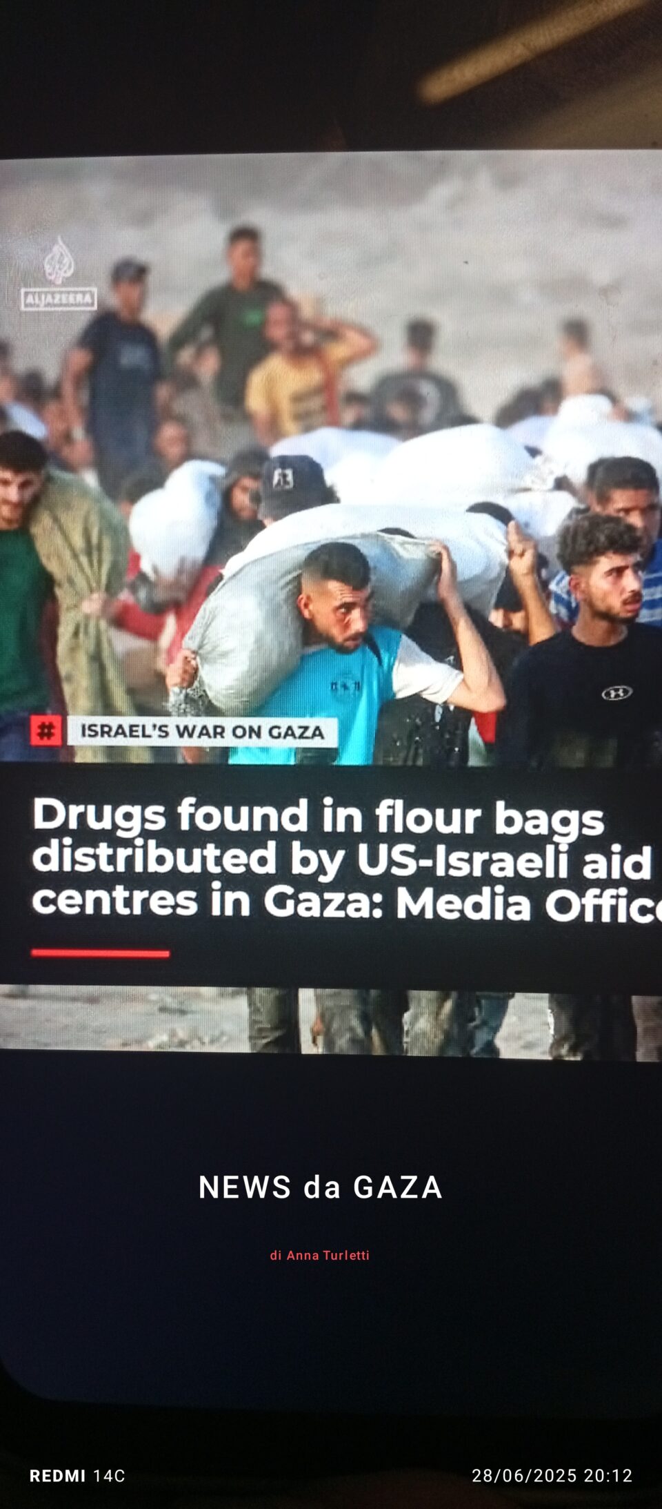 I Palestinesi di Gaza vengono pure avvelenati con droga nella farina! Breaking news
